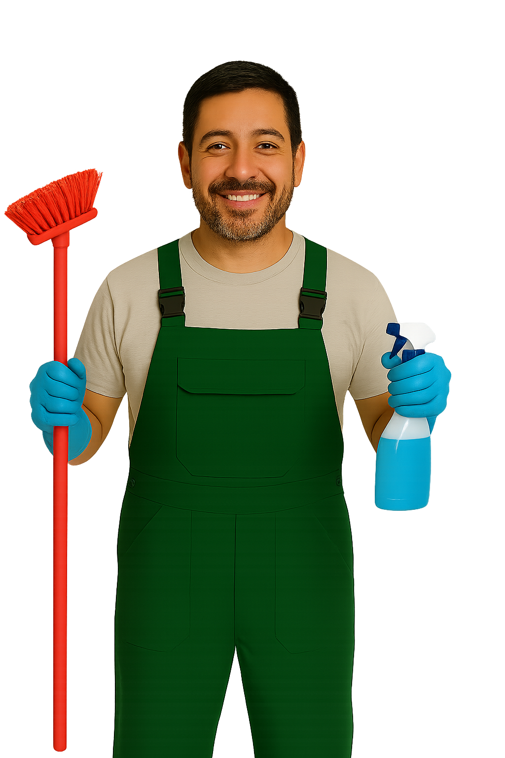 Man with Broom and Spray